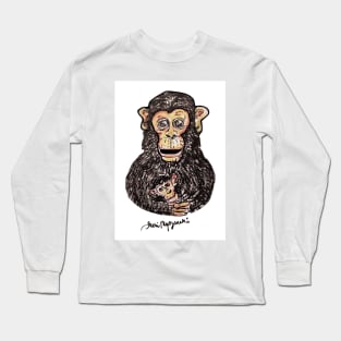 a Mother Monkey cuddling her chimp Long Sleeve T-Shirt